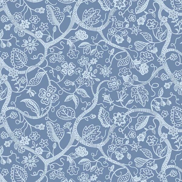 Tree of Cascading Leaves Blue Quilting Liberty Fabrics