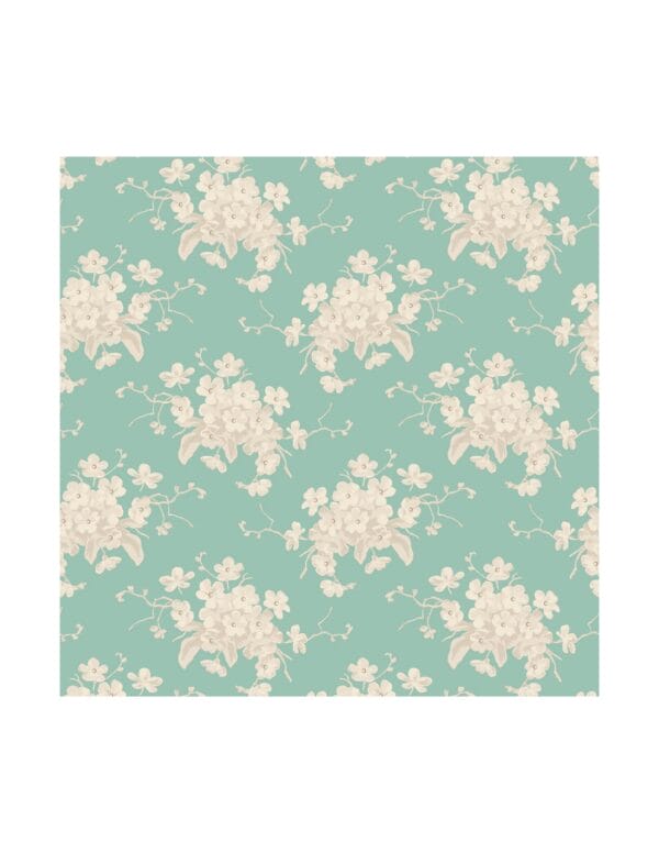 Tilda Sunday Brunch White Flower Teal