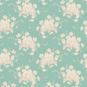 Tilda Sunday Brunch White Flower Teal