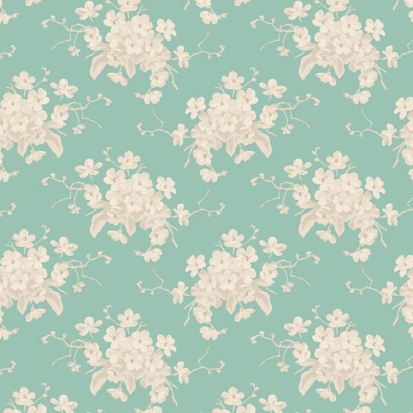 Tilda Sunday Brunch White Flower Teal