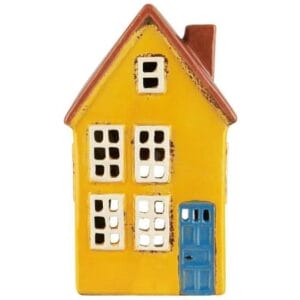Casita Nyhavn amarilla y puerta azul