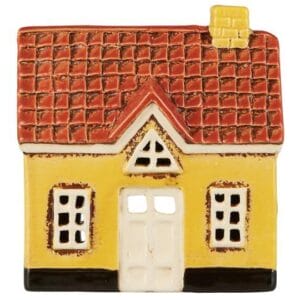 Casita Nyhavn amarilla y tejas naranjas