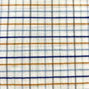 Tela cuadros azul y naranja