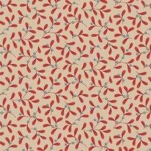 Tela Tilda Merry Christmas Mistletoe Burgundy