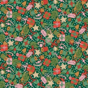 Festive Greetings Holly Dark Green Liberty Quilting