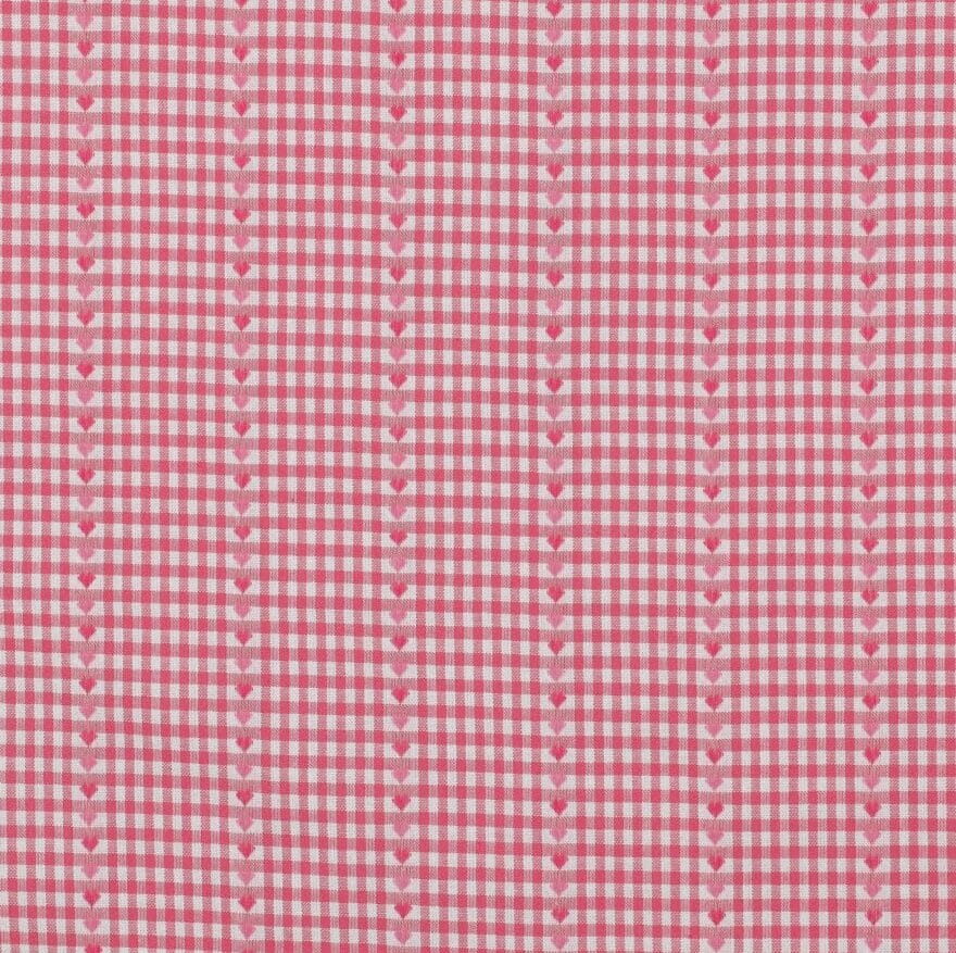Tela Vichy y corazones rosa