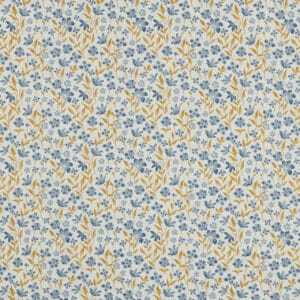 Tela flores azul y amarillo
