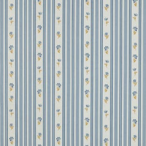 Tela rayas y flores azul y amarillo