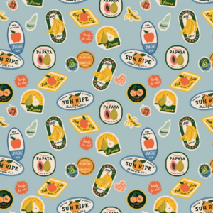Tela Fruit Stickers Light Blue Rifle Paper Co.